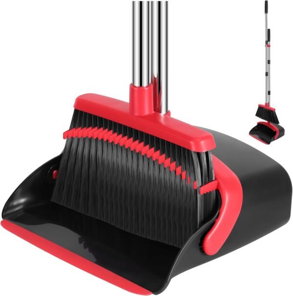 Broom and Dustpan Set, 52-in Adjustable Handle